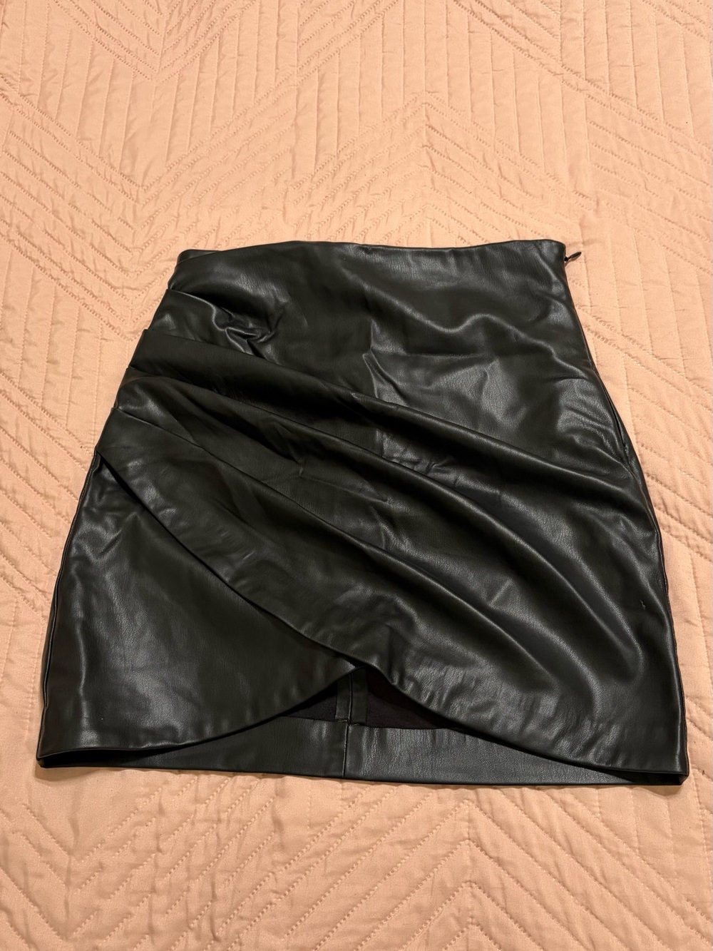 Zara Black Faux Leather Wrap Mini Skirt